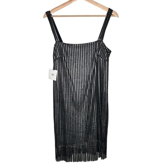 New Women’s Sho By Tadashi Shoji Metallic Textured Fringe Minidress Size 10 - Picture 2 of 9